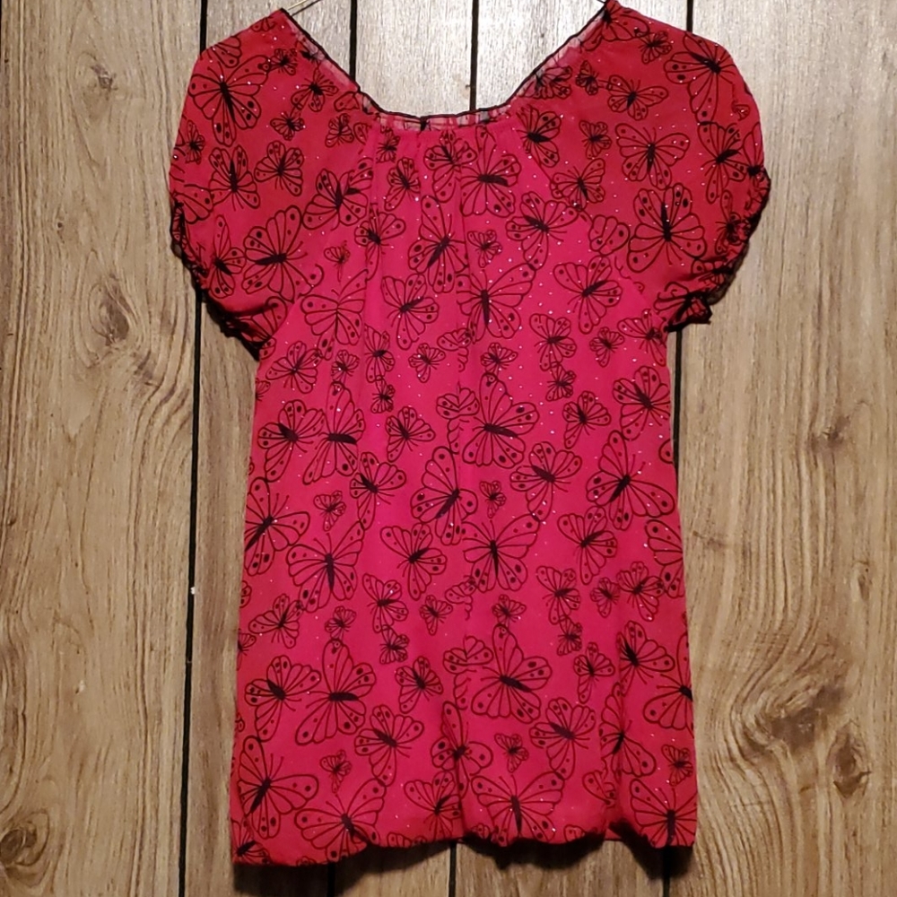 Red Butterfly Blouse - Picture 2 of 4